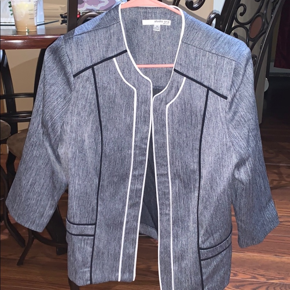 White and Blue Suit Jacket